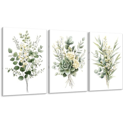 Zessonic Sage Green Botanical Modern Watercolor Wall Art, 16"x24"x3 Framed - color: Sage Green, size: 16" x 24"x3