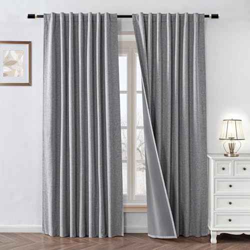 100% Blackout Curtain 84 inch Length Faux Linen (W100 x L84, Beige) - color: Beige, size: 100"W x 84"L (Pack of 1)