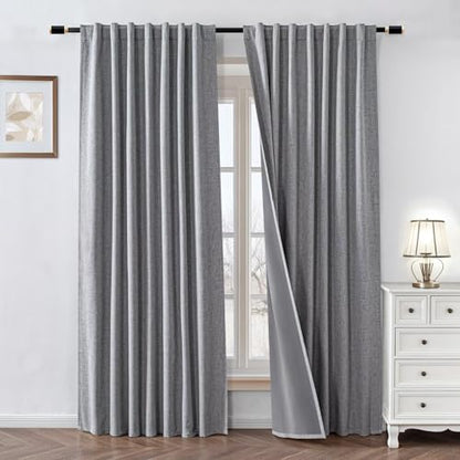 100% Blackout Curtain 84 inch Length Faux Linen (W100 x L84, Beige) - color: Beige, size: 100"W x 84"L (Pack of 1)
