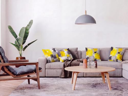 Yellow Grey Abstract Throw Pillow Covers 18x18 Set of 4 - color: Yellow and Grey, size: 18" x 18" (Pack of 4)