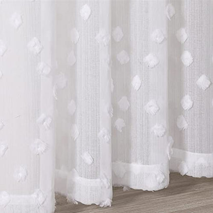 MYSKY HOME White Sheer Curtains with Pom Pom for Living Room 36x45,2 Panels - color: 1-white, size: 36"W x 45"L (Pack of 2)