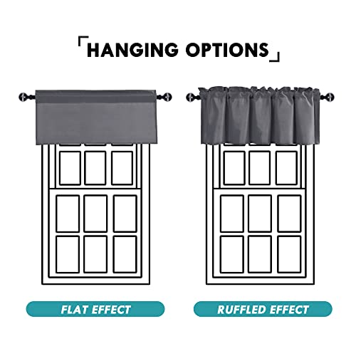 JIUZHEN Dark Grey Valance Curtains for Window 1 Panel, 42 x 18 Inches - color: Dark Grey, size: 42"W x 18"L (Pack of 1)
