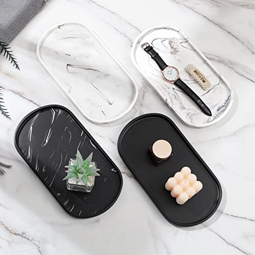 Luxspire 11.4" Oval Bathroom Tray for Countertop Organizer, Matte Black - color: Matte Black, style: Medium