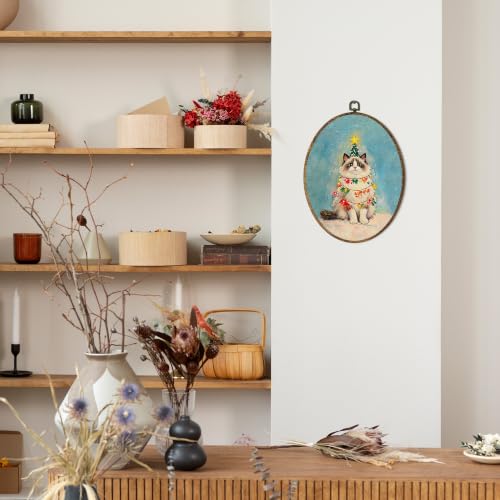OINDADE Funny Christmas Ragdoll Cat Owner Gifts Oval Wall Art Hanging Decor - color: Christmas Ragdoll Cat