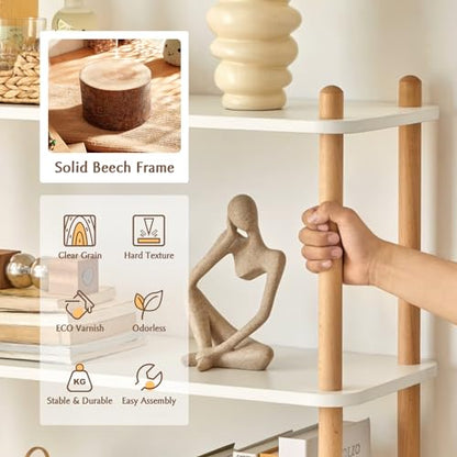 IOTXY 4-Tier Wooden Shelf Bookcase, Freestanding Open Bookshelf, Oak - color: Oak, size: 4-Tier