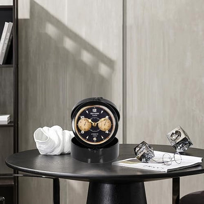 Vintage Jewel Box Table Clock, Black