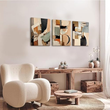 LYYGLYY 3Pcs Framed Abstract Neutral Pastels Canvas Wall Art 16x24 Inches - color: Pastel Color Blocks, size: 16x24 Inches