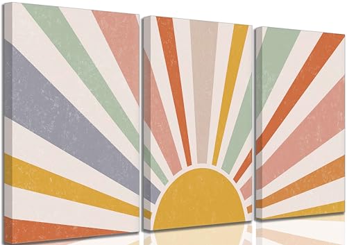 HLEOXPY 3 Pieces Nursery Boho Canvas Wall Art 12x16in - color: boho-Canvas, size: 12x16in