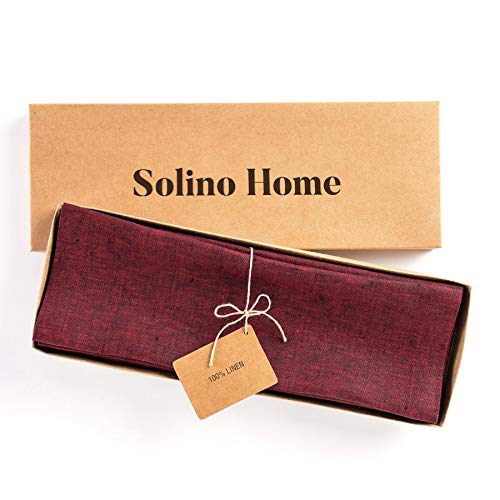Solino Home 100% 리넨 플레이스 매트 레드 가넷, 아테나 35.6 x 48.3cm(14 x 19인치), 4개 세트 - color: 25: 레드 가넷, size: 14" X 19" (Set of 4)
