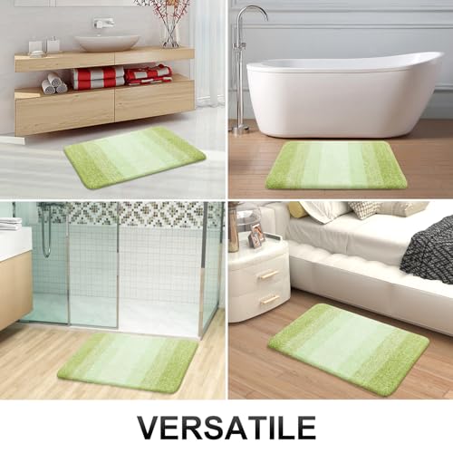 OLANLY Small Bathroom Rugs 24x16, Extra Soft Absorbent Microfiber Bath Rugs - color: Light Green, size: 24" X 16"
