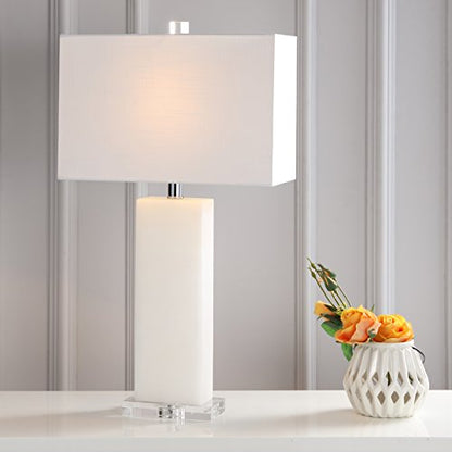 JONATHAN Y Tiggie 27" Alabaster Table Lamp, White Alabaster/Clear - color: White Alabaster