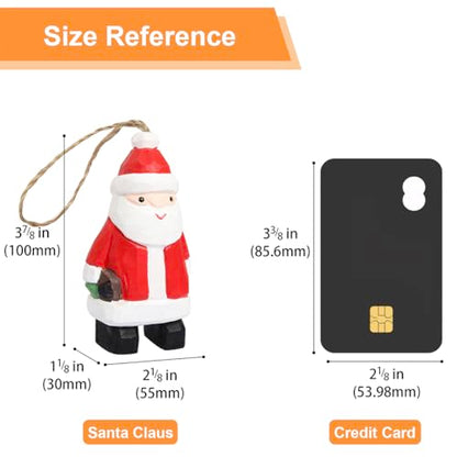 Wood Handmade Christmas Ornament, Rustic Holiday Tree Hanging Decoration, Hand Painted Wooden Figurine Gift for Home Décor(Santa Claus) - style: Santa Claus