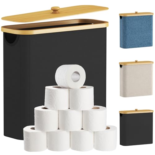 Lifewit Toilet Paper Storage Holder, Extra Large Stand Basket, 30L, Black - color: Black, size: 30L