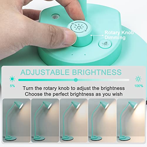 BOHON LED Desk Lamp with USB Charging Port, 3 Color Modes Dimmable, Teal - color: Teal