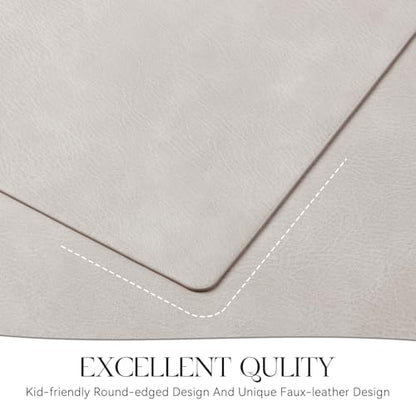 MOSAYT Vinyl Faux Leather Placemats, Set of 6, Light Grey - color: Light Grey