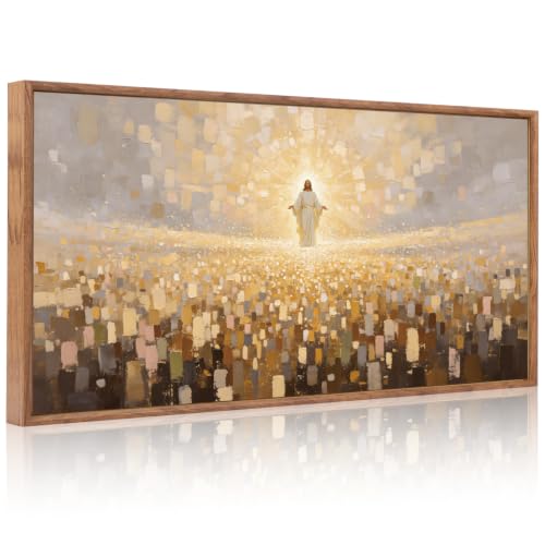 Texture Jesus Canvas Wall Art Set,Jesus Blessing Crowds Framed Wall Decor - color: 3d Modern Jesus Wall Art, size: 40"L x 20"W