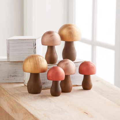Your Heart's Content Wood Mushrooms, Set of 6 (Metallic Paint 6) - color: Metallic 6