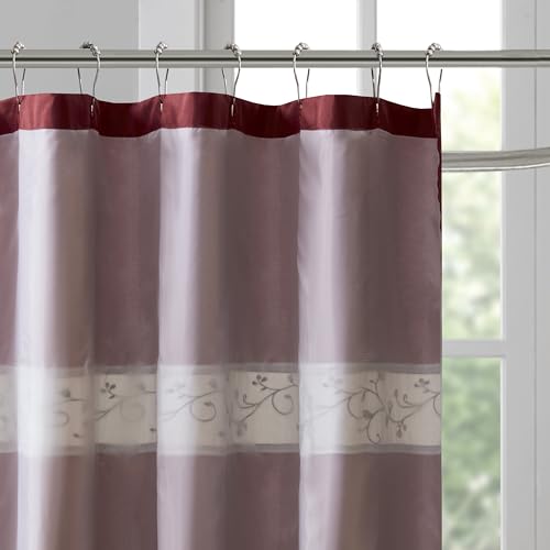 Madison Park Serene Shower Curtain for Bathroom, 72 x 72, Red - color: Red, size: 72"W x 72"L (Pack of 1)