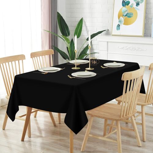 Mulbozy 2 Pcs Black Plastic Tablecloth, Black Table Cloth Disposable - color: Black, size: 54" X 108" Rectangle