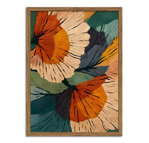 Framed Abstract Floral Wall Art, Boho Vintage Flower Pictures Wall Decor, Mid Century Modern Botanical Paintings Canvas Prints for Living Room Bedroom Office 16x24 inch - color: Abstract Floral, size: 24"L x 16"W
