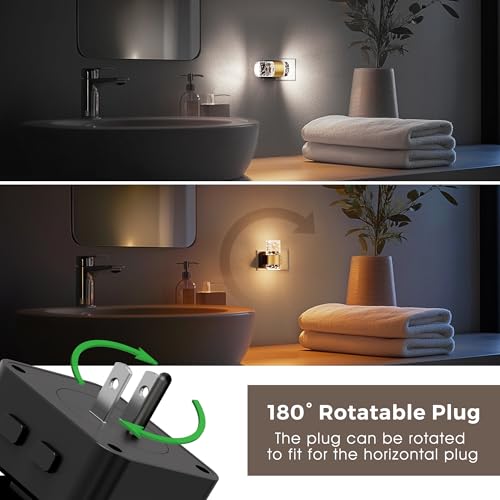 L LOHAS LED Night Lights Plug into Wall, Dusk-to-Dawn Sensor Night Light - color: Gold Ring-3CCT, size: 1 Pack