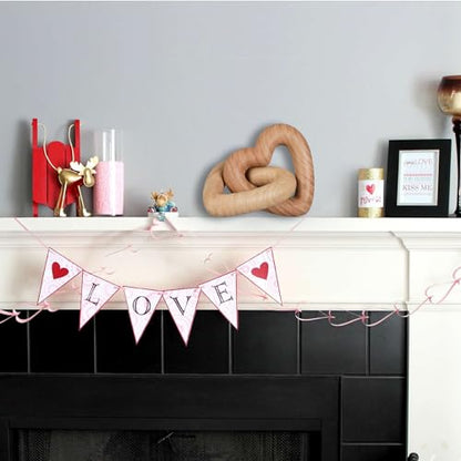 Guichifun Resin Heart Wood Finish Sculpture Valentines Day Decor - color: Wood Finish