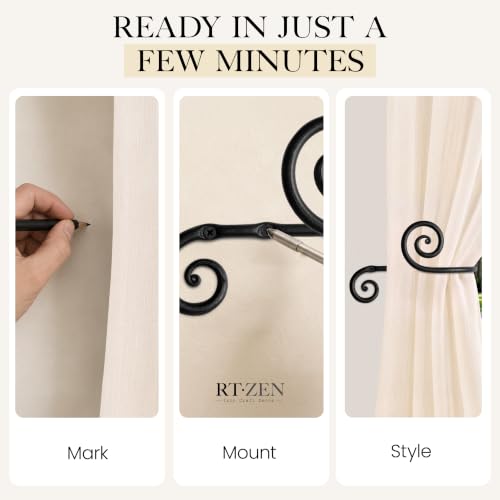 RTZEN Metal Curtain Tiebacks, Drapery Holders for Wall, 2 Pcs - size: Large, style: Swirly