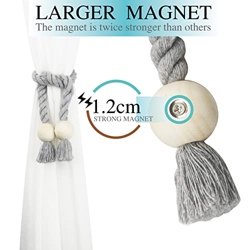 Magnetic Curtain Tiebacks Decorative Tie Back Drapes Holdbacks Nieffeiy - color: Grey