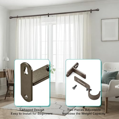 Adjustable Curtain Rod Brackets, Metal Window Drapery Rod Hanger Holders Hooks for 1 inch Rods (Brown, Set of 2) (Pack of 2) - color: Brown, size: Set of 2 (Pack of 2)