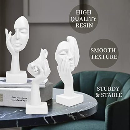 3 Pcs Thinker Statue,Modern Home Sculptures,Collectible Figurines - color: 3 Pcs White-2