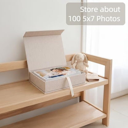 Photo Storage Box 5x7, Keepsake Box - Beige - color: Beige, size: 5"x7"
