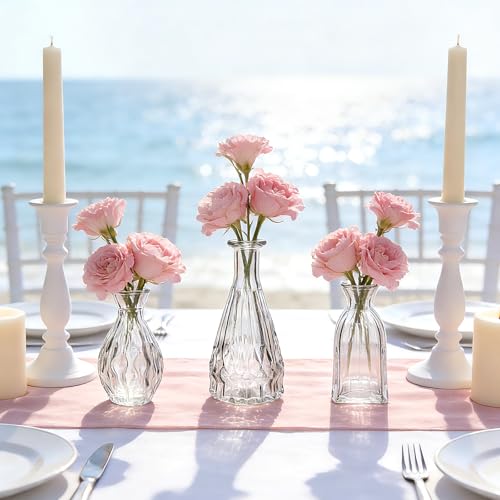 Glass Bud Vases in Bulk, 3pcs Small Glass Vase for Centerpieces - color: Clear, size: 3pcs