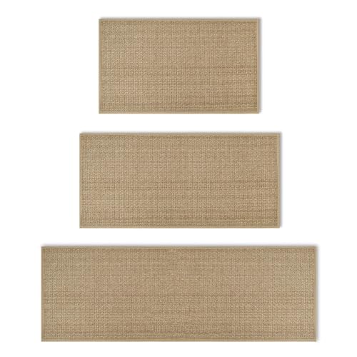 Artoid Mode Non-Slip Kitchen Rugs and Mats Set of 3-17x29 + 17x36 + 17x47 - color: Linen, size: 17" x 29"/17" x 36"/17"x 47"