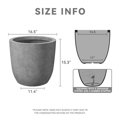 Kante Large Round Curved Pale Gray Concrete Planter 16.5" Dia, Outdoor - color: Natural Concrete, size: 16.5"d