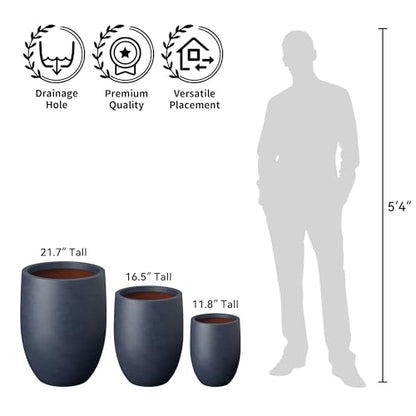 Kante Small Round Curved Charcoal Concrete Planter 9.1" Dia, Outdoor - color: Charcoal, size: 11.8 Inch Tall
