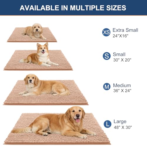 OLANLY Dog Door Mat for Muddy Paws 24x16, Extra Absorbent Chenille Mud Mat - color: Peach, size: 24" X 16"