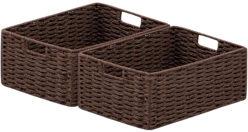 joybest Dark Brown Wicker Baskets for Shelves, Hand-woven Storage Baskets - color: Dark Brown, size: 2 Pack 13L x 10W x 5H inch