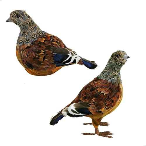 naturevibe 7.5 Inches Feathered Quail Set of 2 Fall Decorations - style: Quail Decor-Set of 2