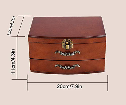 Solid Wooden Jewellery Box Jewelry Storage Box Organizer for Earring Bracelet Gift for Women Girlfriend Birthday Aniversary (Middle)
