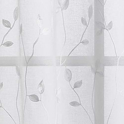 Curtainworks Botanical Leaf Sheer Curtains, 37 x 84 in, White, 2-Piece - color: White, size: 37"W x 84"L (Pack of 2)