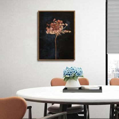 Moody Botanical Flower Framed Canvas Wall Art 16x24 inch - color: Radish flower, size: 16"x24" Natural