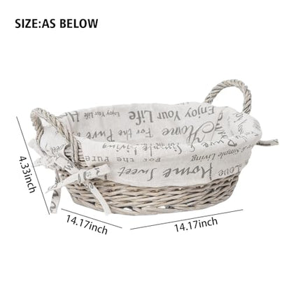 Wicker Bread Basket With Handle, Grey Wicker Storage Basket