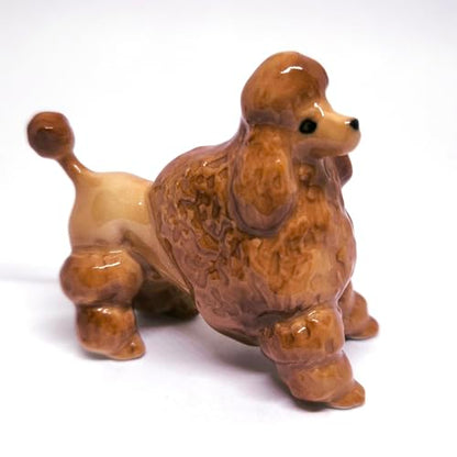 Handmade Ceramic Brown Poodle Figurine, Shelf Decor