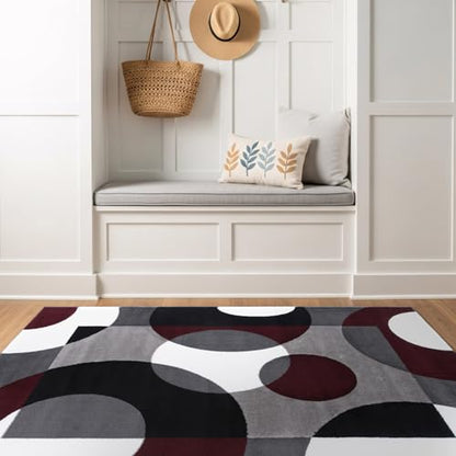 Rugshop Circles Modern Geometric Non-Shedding Area Rug Burgundy 3'3" x 5' - size: 3'3" x 5'3" (Rectangular)