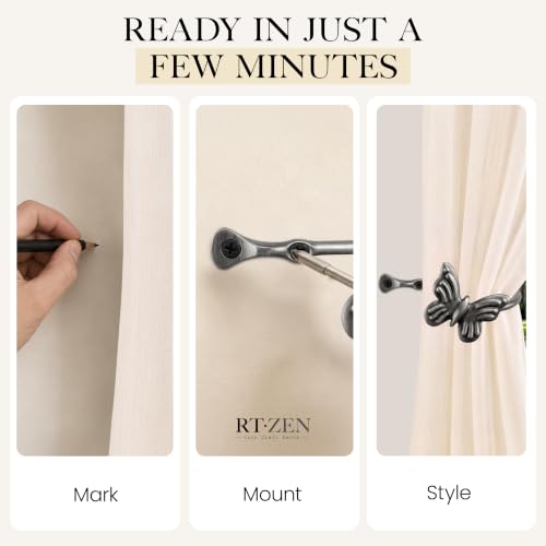 RTZEN Metal Curtain Tiebacks, Drapery Holders for Wall, 2 Pcs - size: Medium, style: Butterfly - BZ