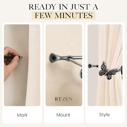 RTZEN Metal Curtain Tiebacks, Drapery Holders for Wall, 2 Pcs - size: Medium, style: Butterfly - BZ