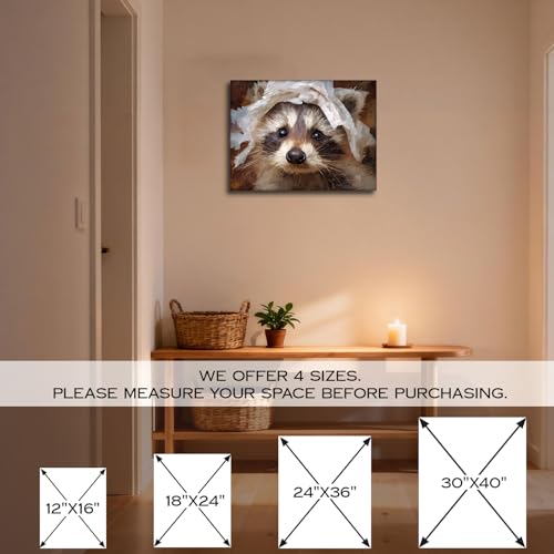 Halioyo Cute Raccoon Canvas Wall Art, Funny Animal Poster(12x16 Inch) - color: Painting-04, size: 16"L x 12"W