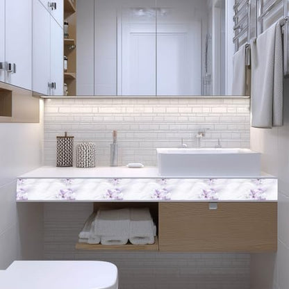 IVN Wallpaper Border Peel and Stick Wall Purple Lily Silk 4x196 Inch - color: Purple Lily Silk