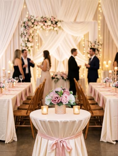 BLOSMON Dusty Pink Flower Centerpieces for Wedding: 10 Pcs, Faux Roses - color: Dusty Rose-3 Colors