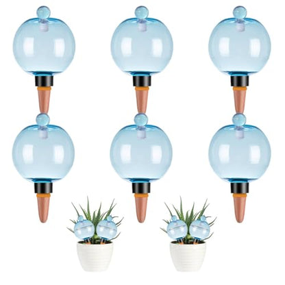 6팩 자체 급수 지구본 502.8ml(17온스) 대형 식물 급수 글로브 탑 필, 셀프 워터 화분 인서트 실내/실외 플라스틱 물 전구 천천히 방출되는 테라코타, 식물용, 블루 - color: 블루., size: 6pack